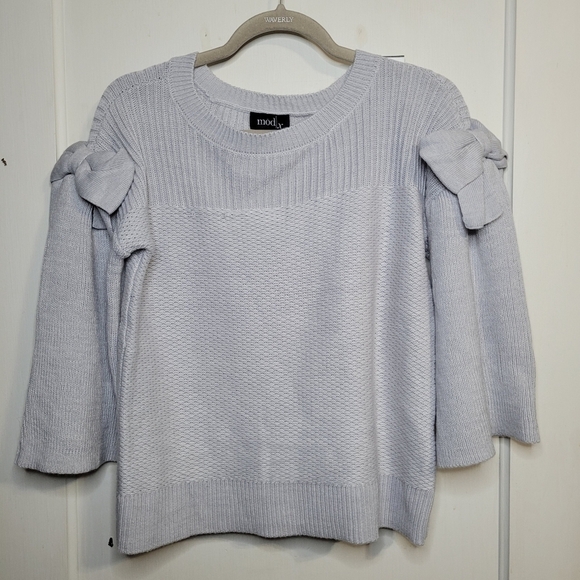 Mod X Stitch Knit 3/4 Sleeve Boat Neck Cropped Sweater XS - Picture 5 of 9